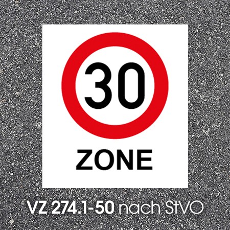VZ 274.1-50 Tempo Zone Straßenmarkierung Bornit Thermoplastik